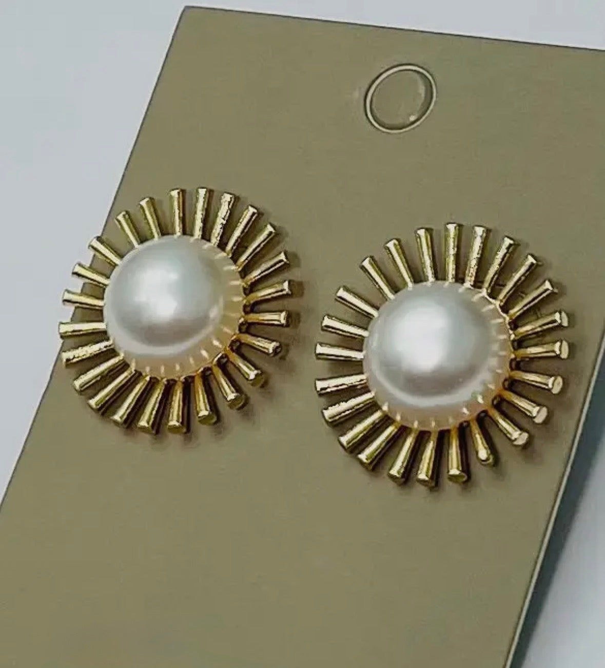Golden Pearl Sunburst Studs