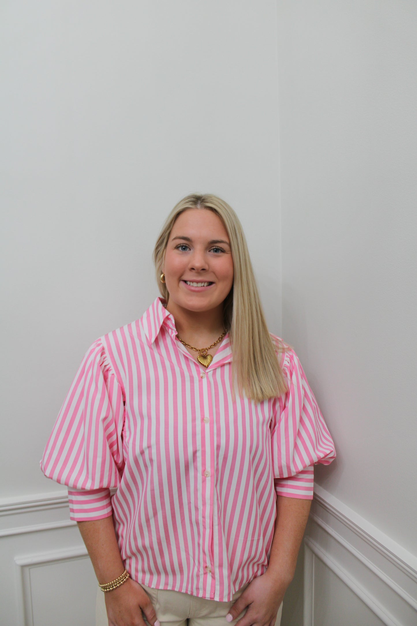 Pink Charm Stripe Blouse