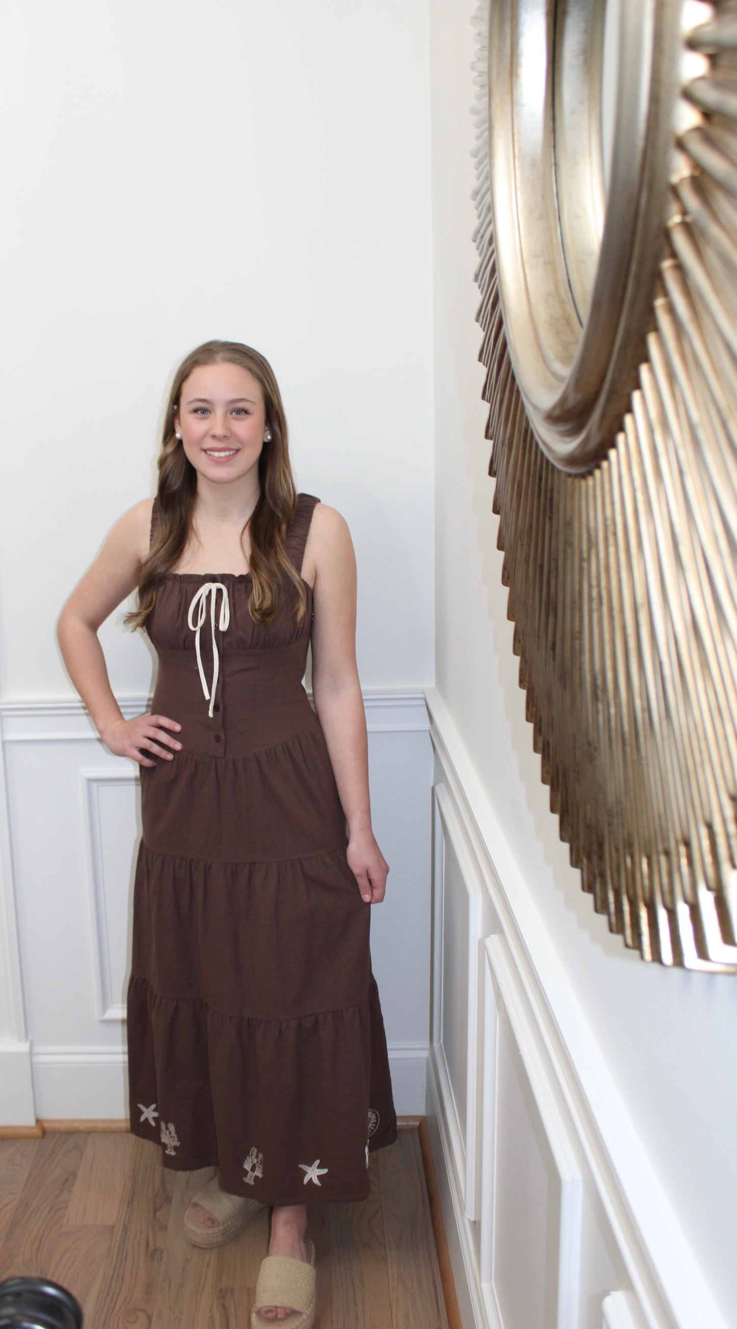 Coastal Cocoa Embroidered Maxi