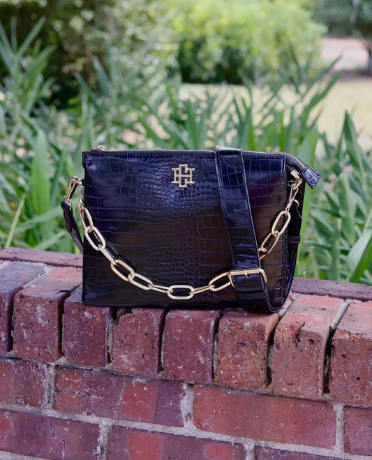The Luxe Black Chain Crossbody