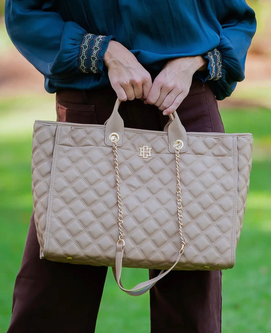 The Luxe Nude Quilted Tote