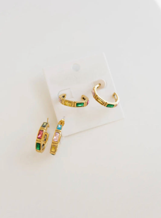 Golden Confetti Gem Hoops