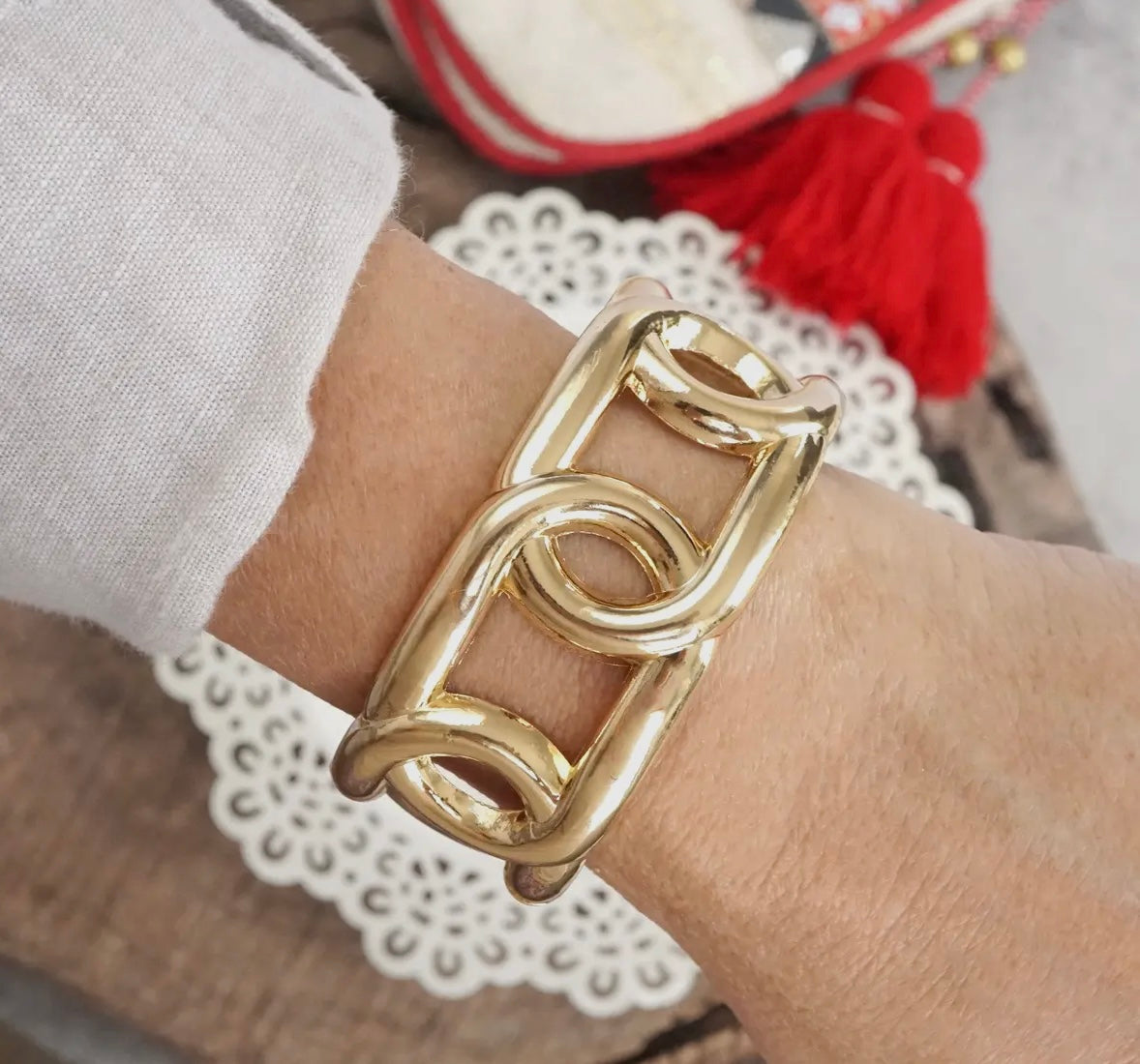 Golden Statement Bangle Bracelet