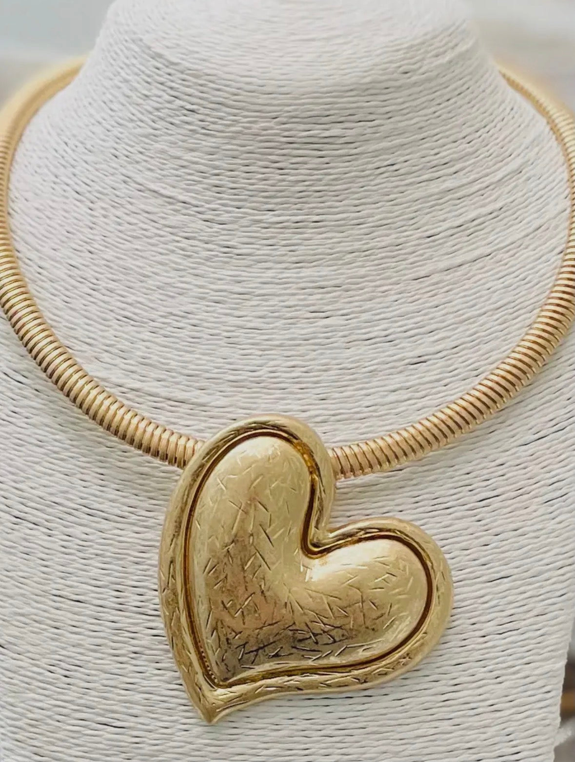 Golden Heart Statement Necklace