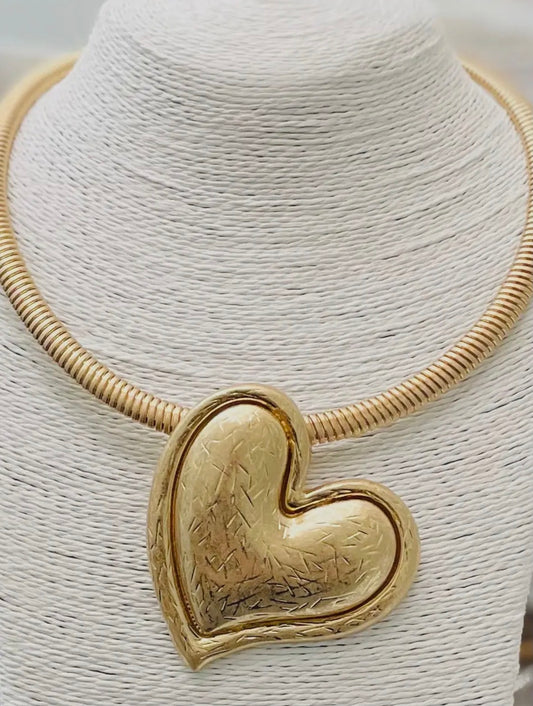 Golden Heart Statement Necklace