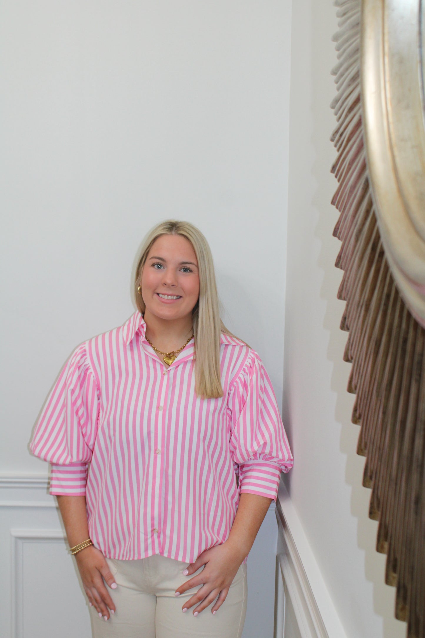 Pink Charm Stripe Blouse