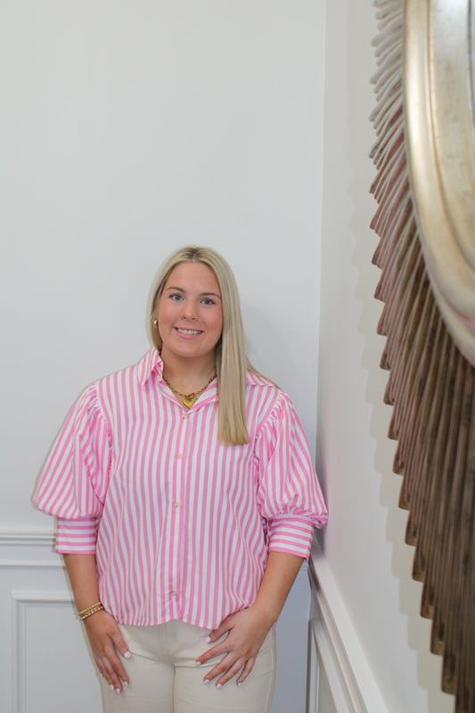 Pink Charm Stripe Blouse