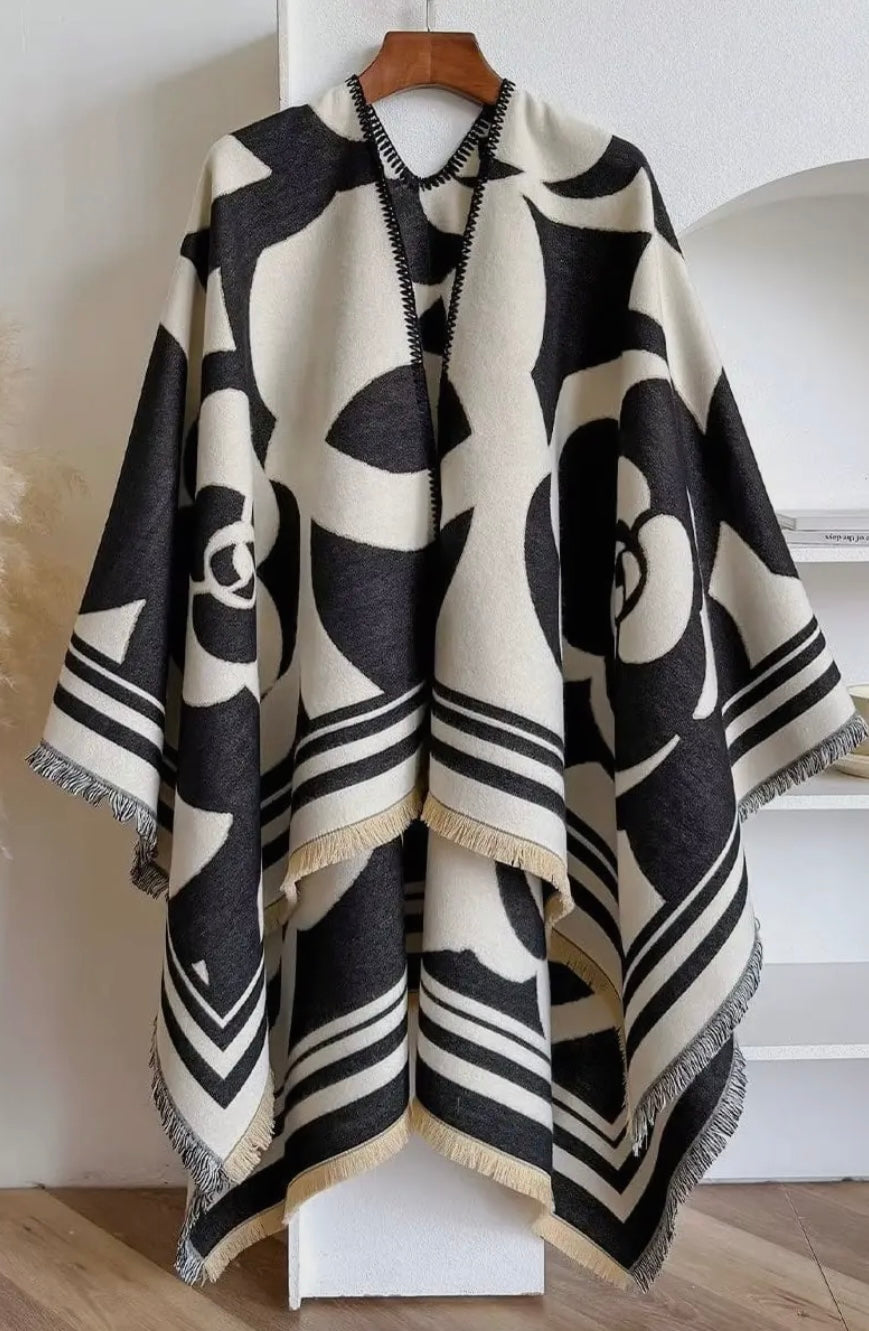 Black and White Shoulder Ruana!