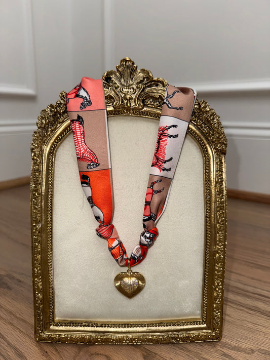 The Southern Heart Scarf Necklace-Orange ￼