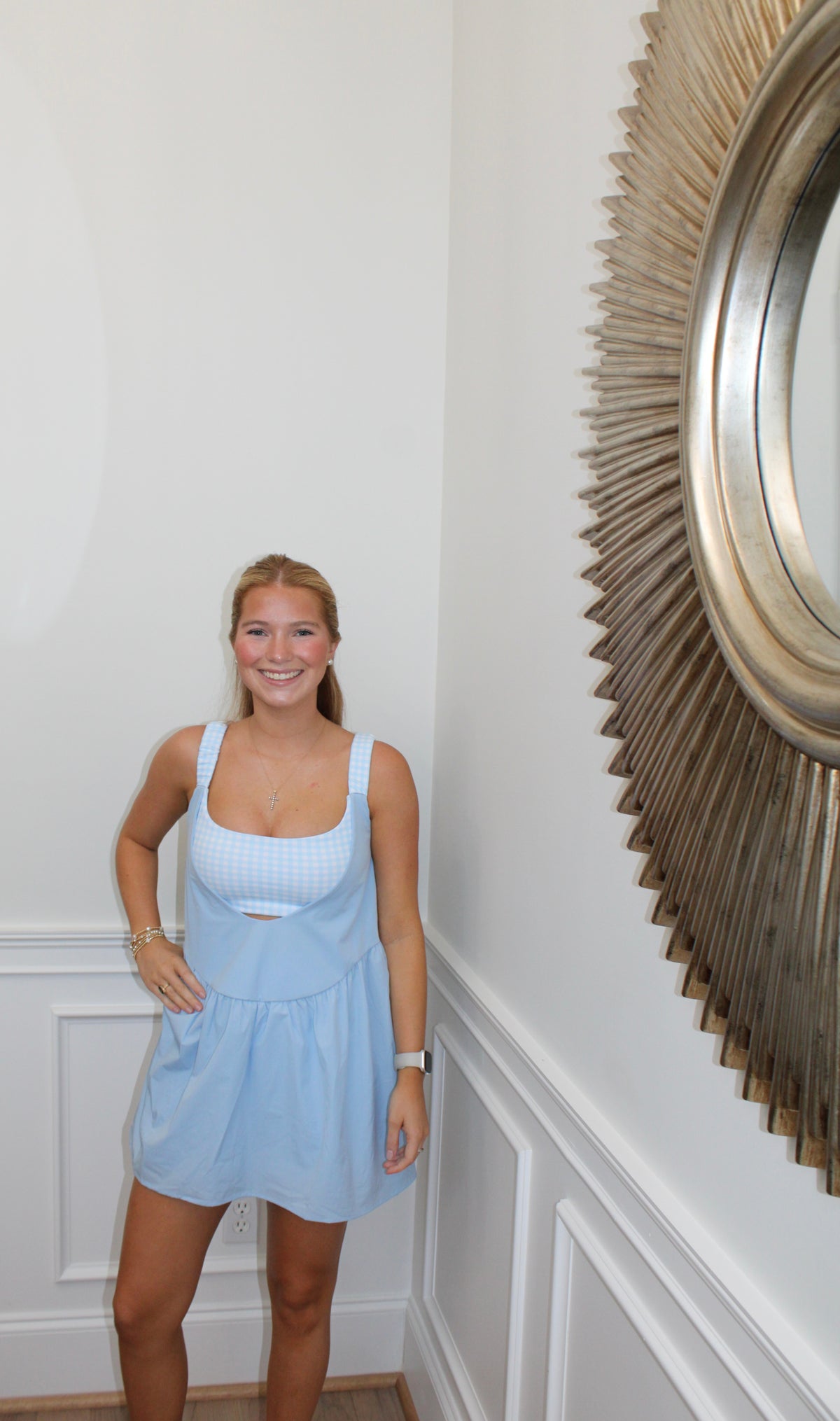 The Carolina Blue Gingham Athletic Dress