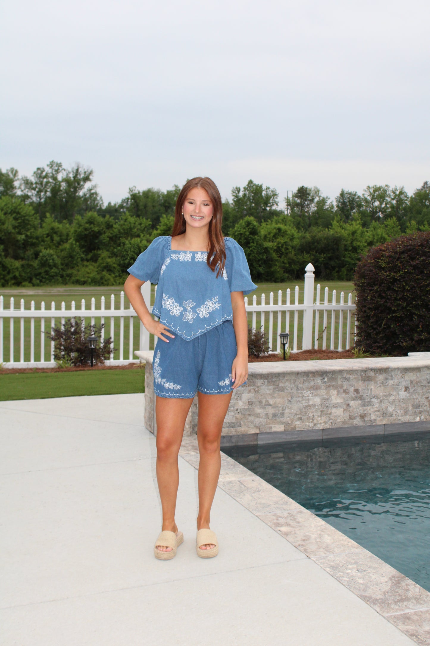 The Coastal Bloom Embroidered Shorts