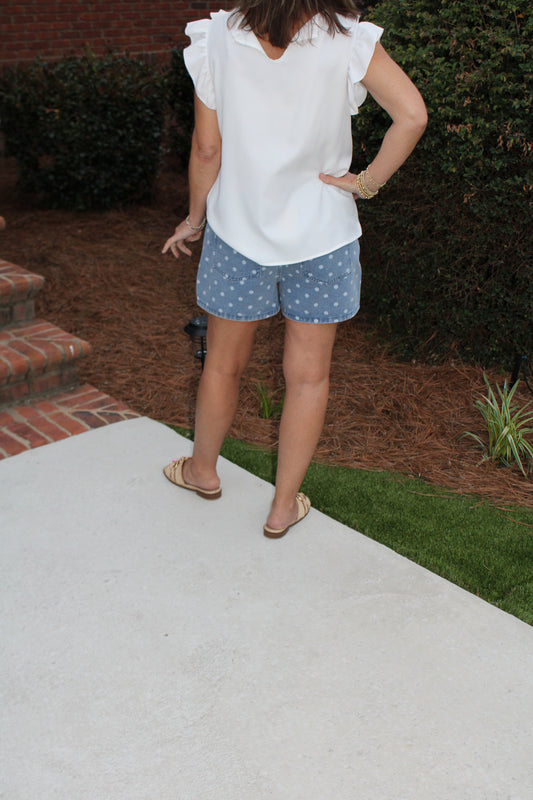 The Denim Polka Dotted Shorts