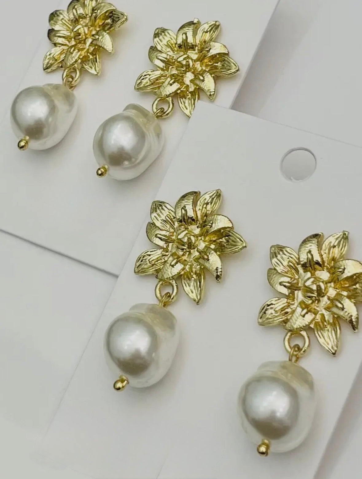 Golden Bloom Pearl Drop Earrings