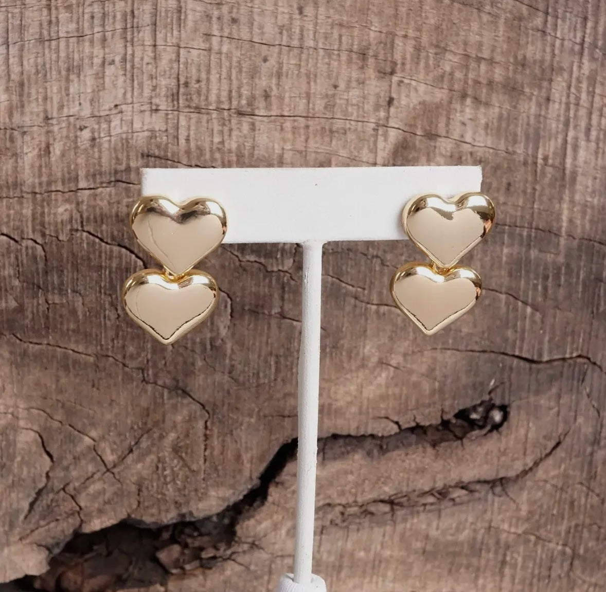 Golden Heart Dangle Earrings
