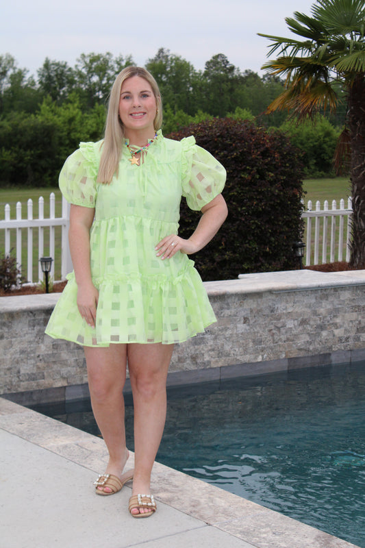 The Lime Light Ruffle Mini Dress