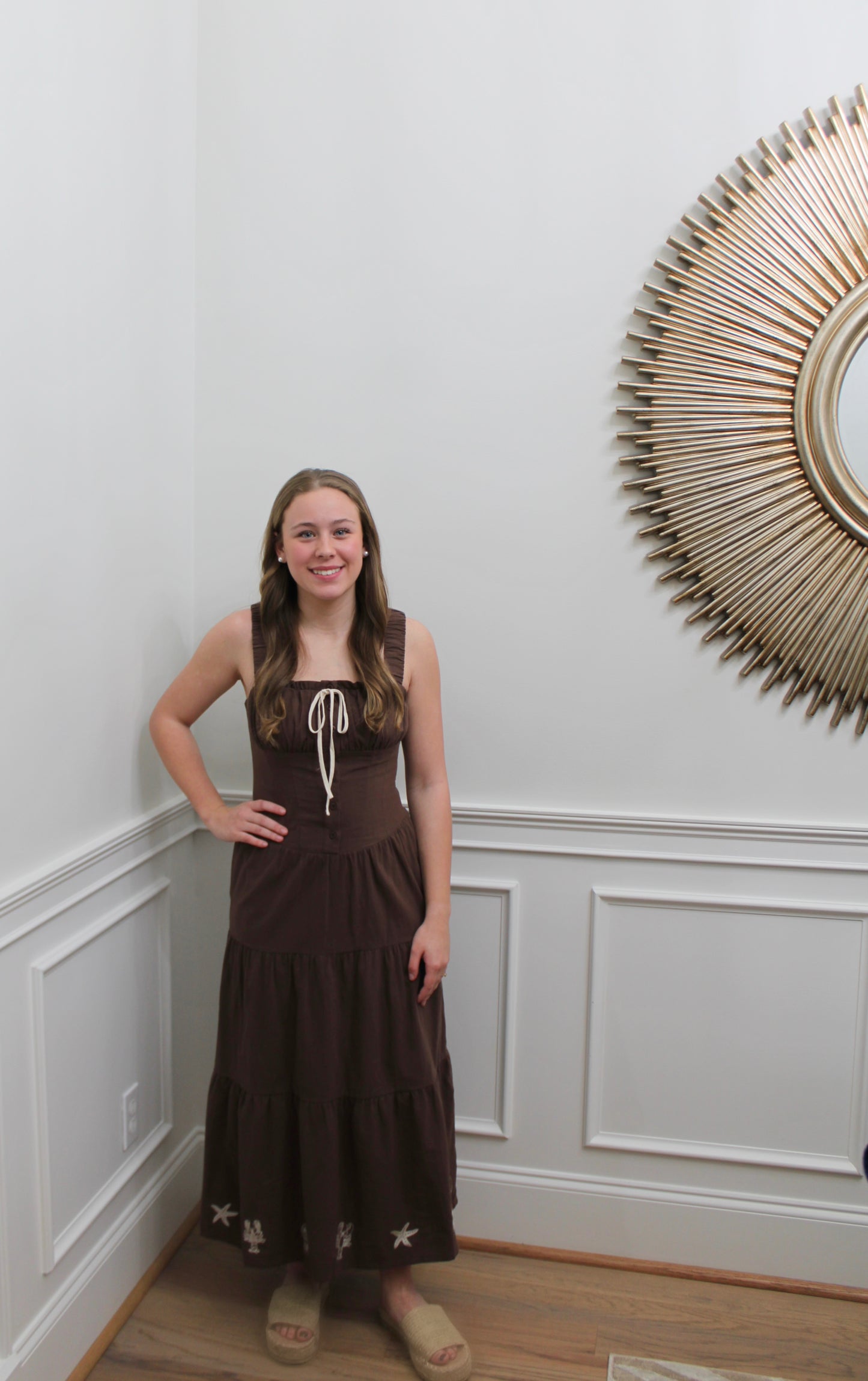 Coastal Cocoa Embroidered Maxi