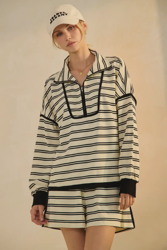 The Classic Stripe Lounge Set-Plus Size