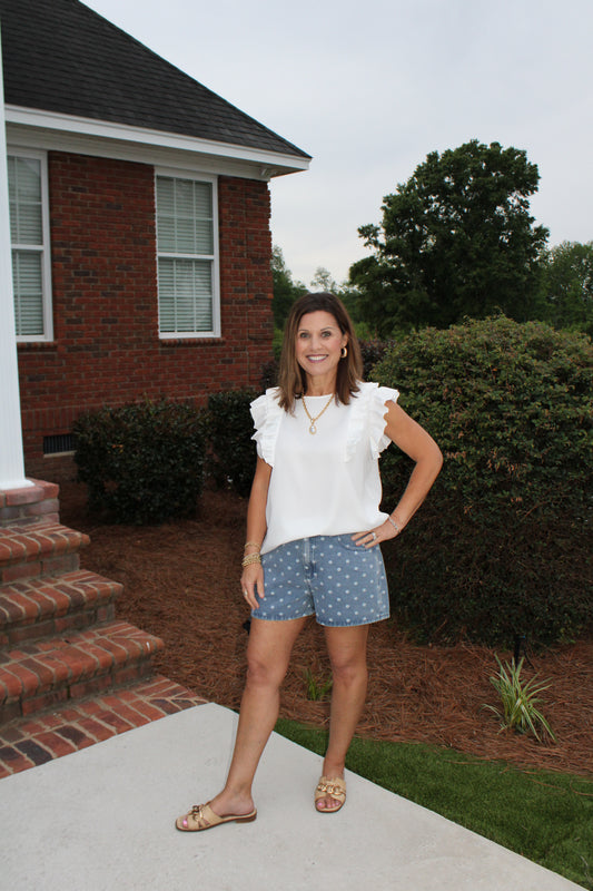 The Denim Polka Dotted Shorts