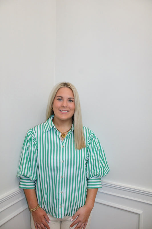 The Green Charm Stripe Blouse